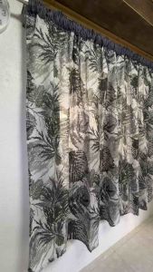 Mordevaine Window Curtain Printed and Shearing with Leaf Pattern in Yellow and Brown for Bedroom Use
