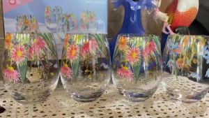 Bộ 4 ly thuỷ tinh MAXWELL&WILLAMS sưu tập cốc nước chủ đề sân vườn đầy màu sắc