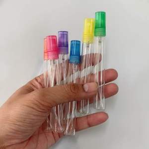 ขวดน้ำหอม ปากกาใส 10มล 12ใบ ขวดแก้ว ฝาสเปรย์พลาสติก คลาสี/1 แพ็ค/1