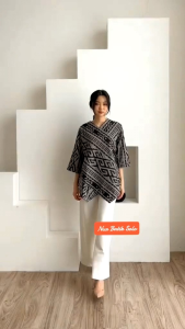 Blouse Kutu Baru Batik Klasik Etnik Sogan Katun Wanita Kekinian Murah Atasan kerja
