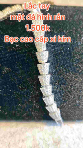 Lắc tay bạc xi kim đính đá hình rắn