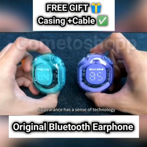 Original BUY 1 FREE 1(CASING)New Bluetooth Earphone in-ear transparent digital display long battery lifeHIFI sound quality noise reduction