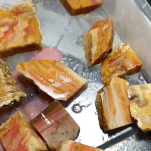 BATU ASLI Bahan Lempengan Akik Lace Agate Pancawarna Lapis Kirim RANDOM