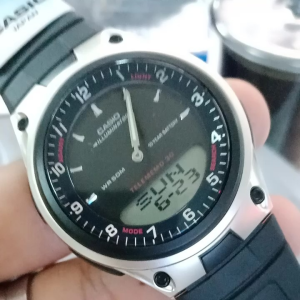 AJ SHOP Jam Tangan Pria Casio AW-80-1AVDF Illuminator Dual Time Jam Tangan Pria Rubber Strap
