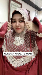 Mukena Lajuran Dewasa Arumi Mukena Terusan Katun Premium Renda Tile