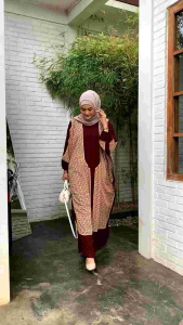 Kaftan Motif Jingga Rayon Tebal Jumbo LD 180 cm