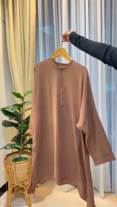 Tunik Dress Fatih Atasan Wanita Satu Set Kerudung Oversize Setelan Baju Jilbab Bahan Fab Airflow Adem Busui Friendly