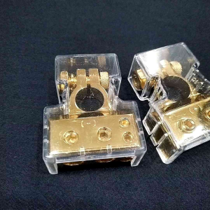 1pcs 4/8 Gauge Gold Auto Car Battery Terminal Terminals Wire Clip negative / positive