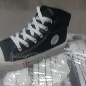 Sepatu Sekolah N.B Hitam Putih Boot Tali Sol Kuning SD/SMP/SMA Bahan Canvas