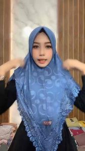 Jilbab Instan Bella Renda Senada Jersey Embos Pad Antem oleh Rafilah Hijab Wanita Muslim
