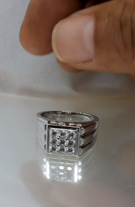 Cincin Titanium Pria Wanita Berlian Silver