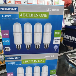 MEGAMAN LAMPU LED P-BULB PAKET ISI 4 PCS 12 WATT CAHAYA PUTIH