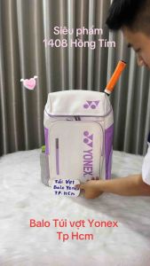 Balo yonex 1408 Trắng tím thời trang màu mới 2023 chống nước có ngăn đựng giày ( kèm ảnh thật)
