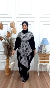 Fashion Muslimah Kaftan Candi Mekar / Kaftan Cap Encim Rayon Candi Mekar / Gamis Batik Kaftan Cap Candi Mekar