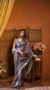 Ajrak Printed Saree with Jacquard Border & Jhallar Sarees for women