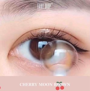 Kính Áp tròng Cherry Moon Brown 14.0mm - Lens Phủ Bóng Glowy FAIRY SHOP CONTACT LENS - Lens Trăng Khuyết