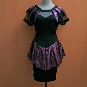 mini midi dress wanita hitam ungu metalik CORI cewek M lengan pendek MEWAH cute PESTA