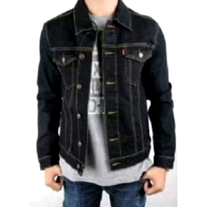 Jaket Jeans Pria Over Size Biru Tua Jacket Denim Cowok Garment Blue Black