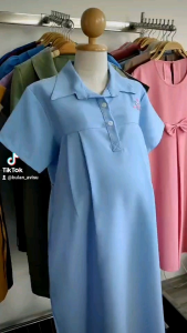 ชุดคลุมท้องสีฟ้า ฟรีไซส์อก34-42นิ้ว มีเชือกผูกด้านหลัง ปรับสายใส่ได้ถึงคลอด