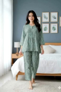 sindy set baby doll setelan celana wanita dewasa busui bahan rayon premium motif bunga model terbaru kekinian