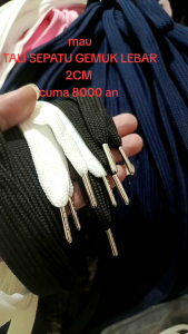 TALI SEPATU GEMUK LEBAR 2CM UJUNG BESIHARGA PERPASANG