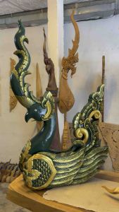 ช่อฟ้าไม้สัก แกะสลัก ช่อฟ้านกหัสดีลิงค์ สูง 100 cm. ไม้แกะสลักตกแต่งบ้าน ห้องพระ ทำจากไม้สักแท้ ทุกชิ้นส่วน เสริมสิริมงคล