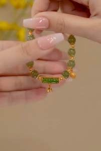 T74 COD (Beli 2 dapat bonus) Gelang giok karet bambu hijau titanium wanita Perhiasan Bracelets