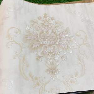 Wallpaper Dinding Klasik Batik Cream Pink Silver Coklat Gold Mewah
