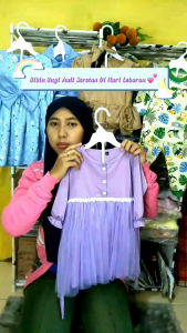 TokoDemesJogja Ryza Dress Gamis Tutu Baby Set Hijab Bayi Perempuan Cantik Lucu Unik Terbaru Termurah Terkini Bahan Jersey ITY dan Tutu Tile Polos Kancing Depan Tali Panjang Adem Nyaman Dipakai