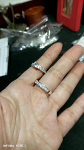 couple ring (C011)stone legit silver free engrave ring