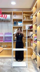 Mall Perabot | Triangle Stand Hanger Coat Rack Gantungan Besi Berdiri Topi Baju Tas Gantung Jacket Rak Buku Serbaguna Pakaian Dengan 4 Roda