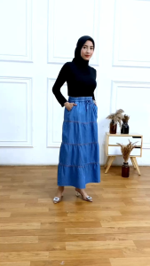 Rok A Dewasa: Bahan Soft Jeans, Model Canda & Kancing, Ukuran All Size (BB 40-60 kg)