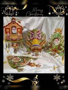 Dekorasi Natal Glitter 3D: Hiasan Natal Santa Claus & Pohon Natal Lonceng