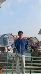 ( SALE ) Vợt Carbon BEIXIANG HOA BĂNG câu cá cán 2m1 2m4 2m7 & Vành 40cm tay cầm cao su bền đẹp chất lượng. Gồm 3 màu Xanh Đen và Đỏ Bắt Cá Đi Câu Fishing