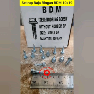 (50 pcs) Sekrup Roofing Putih 10x19 / Baut Baja Ringan 2CM