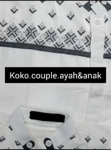 Baju Koko Couple Ayah Dan Anak Laki - Laki Lengan Pendek/baju koko pria dewasaTerbaru 2025 Bordir Lengan Pendek Ukuran S M L XL XXL 3XL 4XL - Putih Tulang