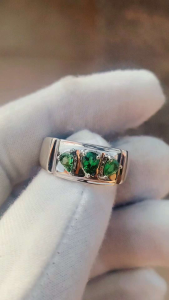 Natural Untreated Tsavorite Garnet Teardrop silver handmade ring