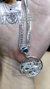 silver 925 mens Dragon doublechain necklace