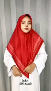 Edisi Merah - Hijab VOAL MOTIF PREMIUM Jilbab Merah Maroon Bata Segiempat LaserCut