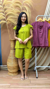 One set Katun Halus LD 120 Jumbo Hotpants Kancing 3 Busui Friendly Polos