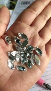 Mote Batu Diamond Resin Akrilik Mata Daun 7x15/Payet Akrilik Mata 20 buah/Mote Payet