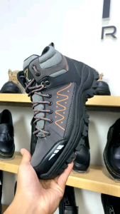 Rionz Rodri Grey Black Sepatu Boots Pria Safety Hiking Tracking Outdor Touring