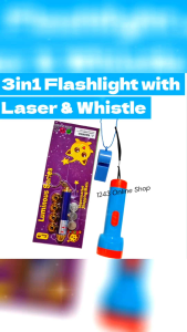 3 in 1 Emergency Flashlight with Laser and Whistle Set Essential for Outdoor Sports & Activities