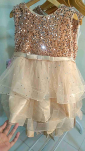 DRESS ANAK GOLD BLING IMPORT GAUN PESTA PARTY