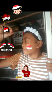 bando merah putih + 5 PC stiker pipi bendera merah putih