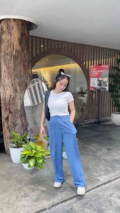 SCENTIFIC FEMME - Celana Panjang Wanita Kulot Highwaist Jennie Pants Knit Linen Kekinian
