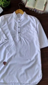 Setelan Baju Muslim Putih Anak Laki-laki Set Celana Koko Anak Cowok Kakadede 4-12th Set Baju Koko Putih Polos Manasik Haji