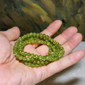 Gegegems collection Premium 5.4mm natural Peridot necklace multiple loops bracelet [Natural Crystal] 精品橄榄石多圈手链项链
