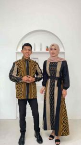 ZUDEVA-SHIMA Mahogani Baju Couple family Tenun Kondangan Dress Lebaran 2025 Coklat Sarimbit Gamis Etnik Keluarga Muslim Wanita