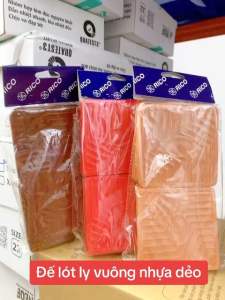 Combo 10 Đế Lót Ly Vuông Nhựa Dẻo RICO Cao Cấp 9cm tiện lợi đế nhựa lót ly vuông - gia dụng Nari
